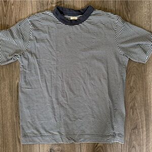 Doppelgänger Striped Cotton Tee - Off White & Anthracite - Size M